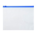Папка-конверт на ZIP-молнии A5 150 мкм, Calligrata, прозрачная, синяя молния