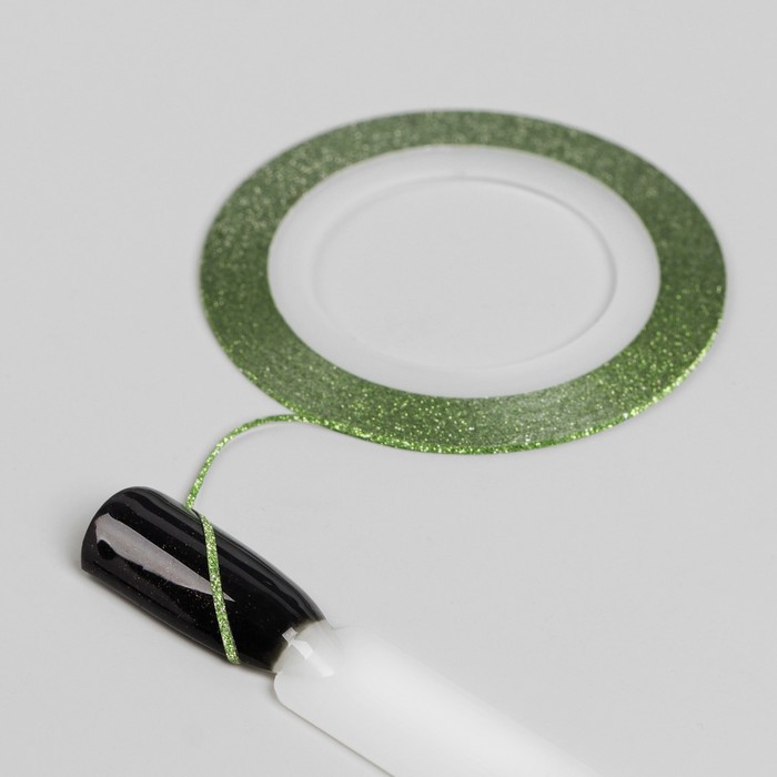 Лента клеевая для декора «Блёстки», 0,1 см, 10 м, цвет зелёный