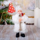 Дед Мороз в белой шубке с хворостом 17 см