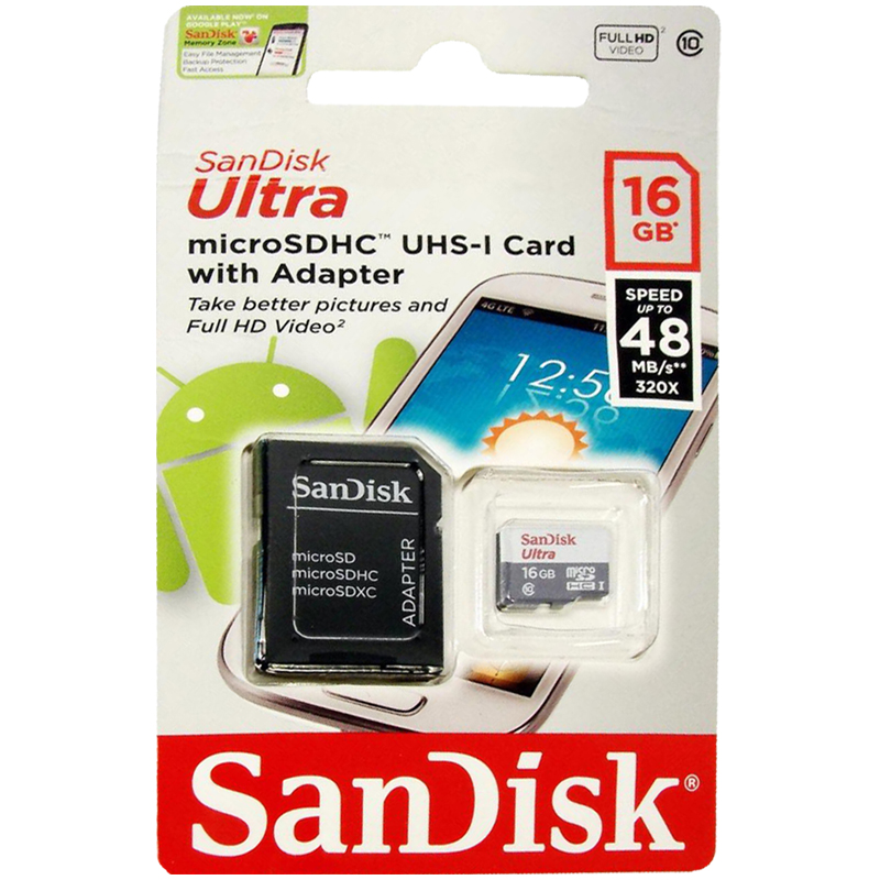   SanDisk MicroSDHC Ultra 16GB, Class 10,   80/ (  SD)