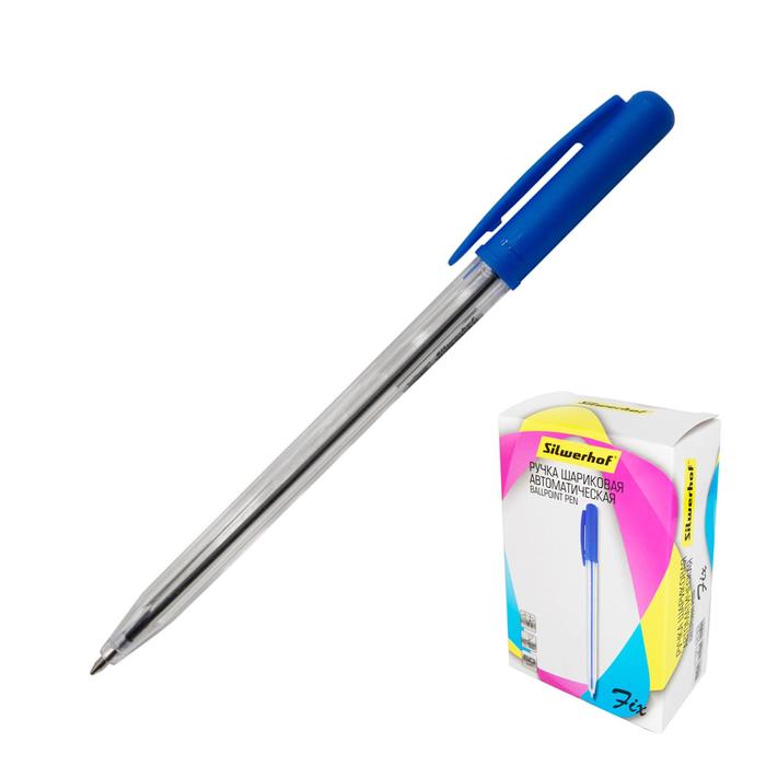 Ручка шариковая автомат Silwerhof FIX (026203-02) однораз, узел 0.7мм, чернила синие