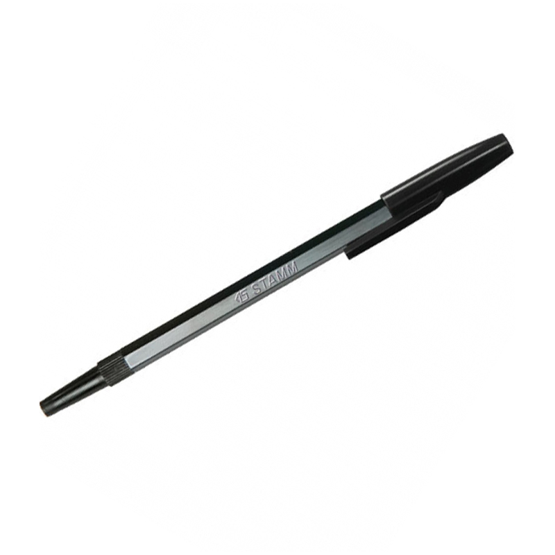 Ручка шариковая СТАММ "049" черная, 1,0мм, черный корпус