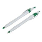 Ручка шариковая, автоматическая, корпус белый с зелёным,стержень синий 0.5 мм