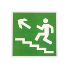 Наклейка "Направление к эвакуационному выходу по лестнице вверх", 18*18 см, цвет зелёный
