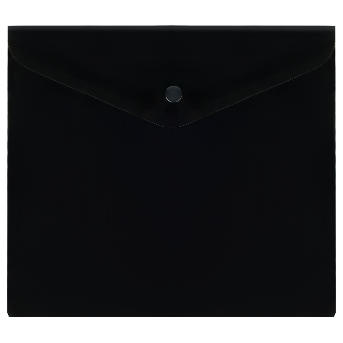 Папка-конверт на кнопке СТАММ А5+, 150мкм, пластик, непрозрачная, черная