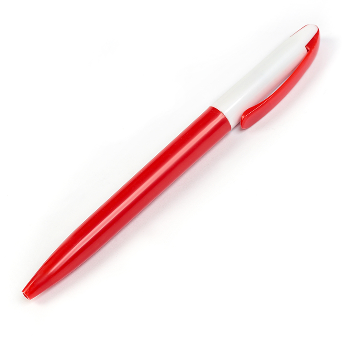 Ручка шариковая, поворотная, корпус белый/красный,стержень синий 0.5 мм