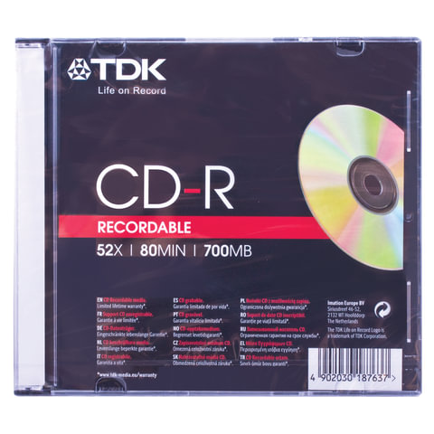  CD-R TDK, 700 Mb, 52x, Slim Case, TE-ARTS-2390-2