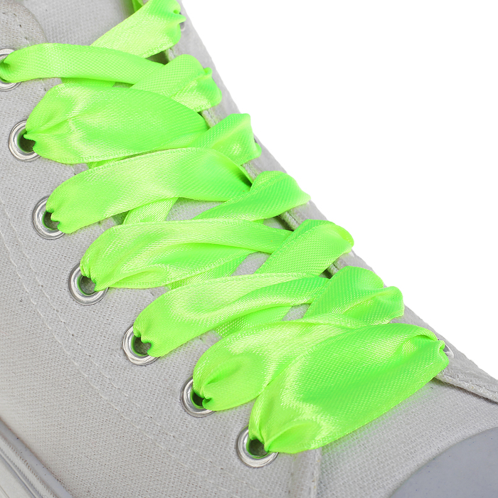 Шнурки для обуви, пара, атласные, плоские, 20 мм, 110 см, цвет салатовый неоновый