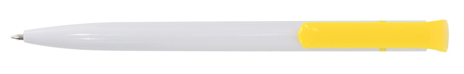 Ручка для логотипа шариковая автоматическая INFORMAT НИКА 0,7 мм, синяя, бело-желтый корпус