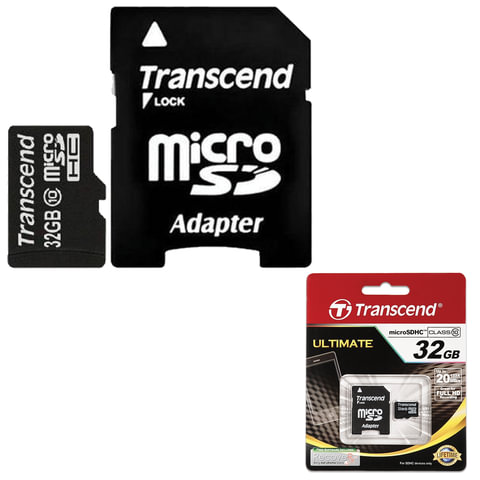   micro SDHC, 32 GB, TRANSCEND, 10 /. (class 10),  , TS32GUSDHC10