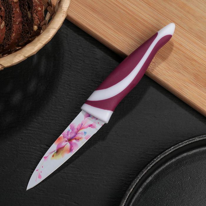 Нож кухонный с антиналипающим покрытием 8,5 см "Весна" цвет МИКС