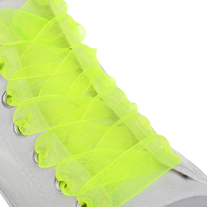 Шнурки для обуви, пара, капроновые, плоские, 20 мм, 110 см, цвет салатовый неоновый