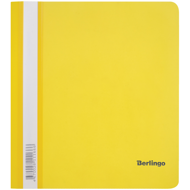 Папка-скоросшиватель пластик. Berlingo, А5, 180мкм, желтая с прозр. верхом, индив. ШК