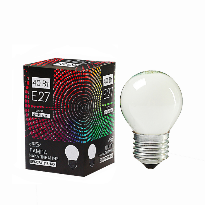 Лампа накаливания Luazon Lighthing E27, 40W, для белт лайта, белая, 220 В