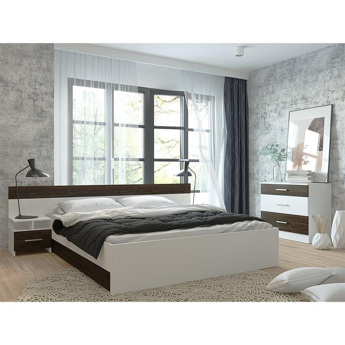 Спальня «Леси», кровать 160х200 см, 2 тумбы, комод, цвет белый/кантербери