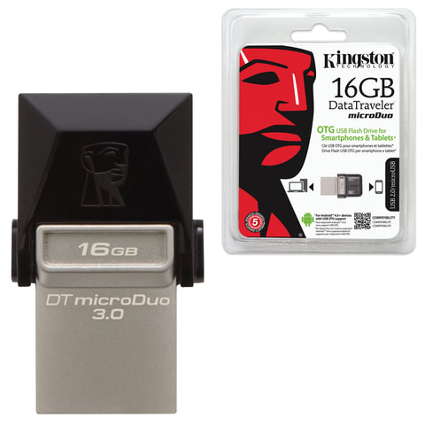 - 16 GB, KINGSTON DataTraveler MicroDuo, OTG+USB 3.0, , DTDUO3/16GB