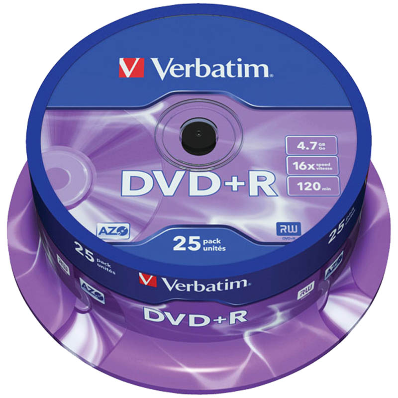  DVD+R 4.7Gb Verbatim 16x Cake Box (25)