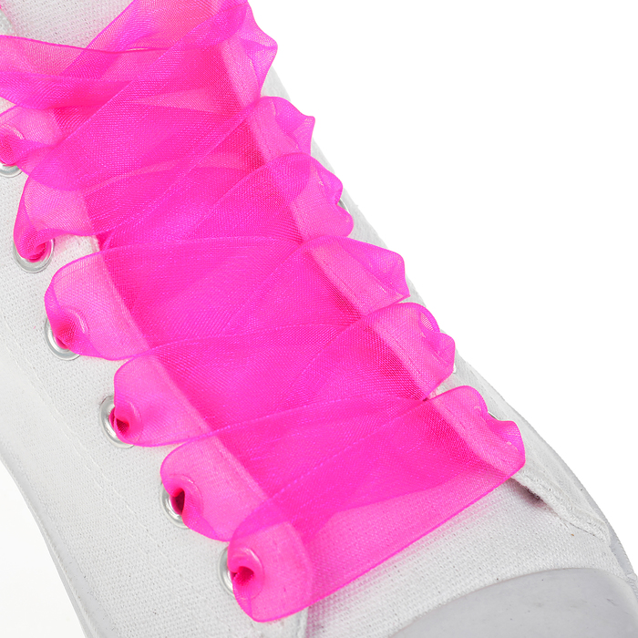 Шнурки для обуви, пара, капроновые, плоские, 20 мм, 110 см, цвет розовый неоновый