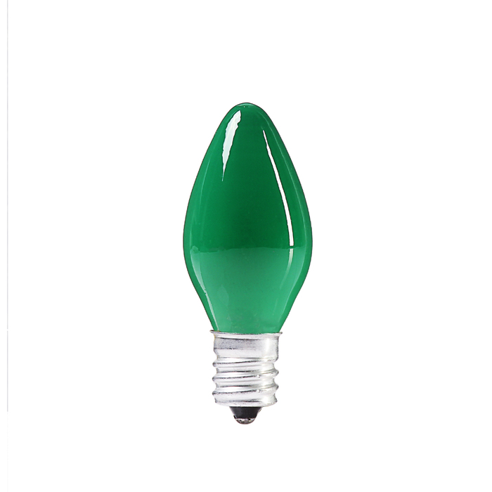 Лампочка накаливания E12, 10W, для ночников и гирлянд, матовая зеленая, 220 В