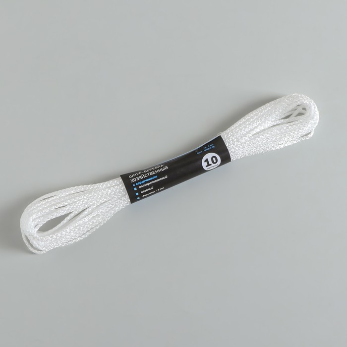 Шнур-верёвка вязаный с сердечником, ПП, d=3 мм, 10 м, цвет МИКС