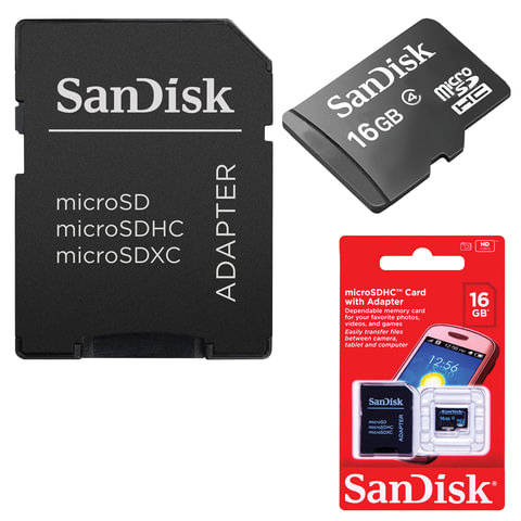   micro SDHC, 16 GB, SANDISK, 4 /. (class 4),  , SDSDQM-016G-B35