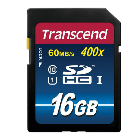   SDHC, 16 GB, TRANSCEND Premium 400x, UHS-I U1, 60 /. (class 10), TS16GSDU1
