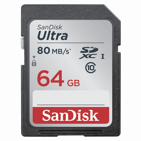   SDXC, 64 GB, SANDISK Ultra UHS-I U1, 80 /. (class 10), DUNC-064G-GN6IN