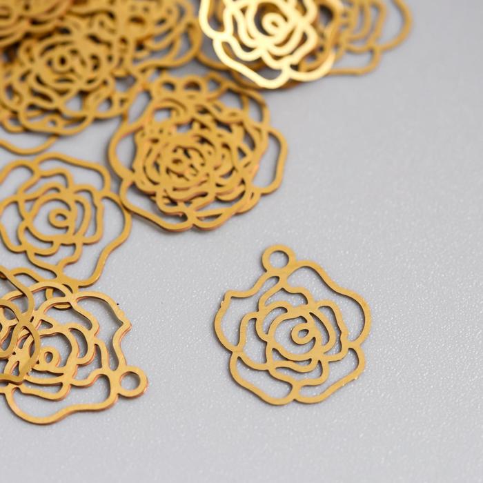 Декор для творчества металл "Роза" золото 1,2х1,2 см