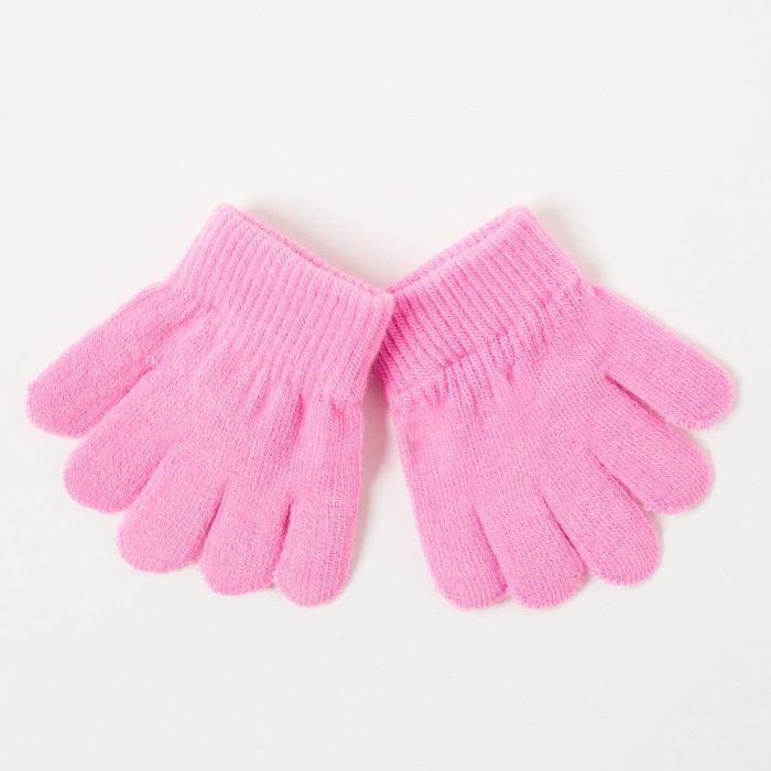 Перчатки одинарные детские, размер 11, цвет розовый 6с177/2_М