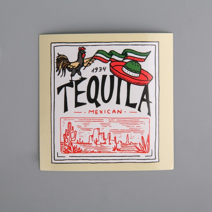 Наклейка на бутылку «Tequila», красная
