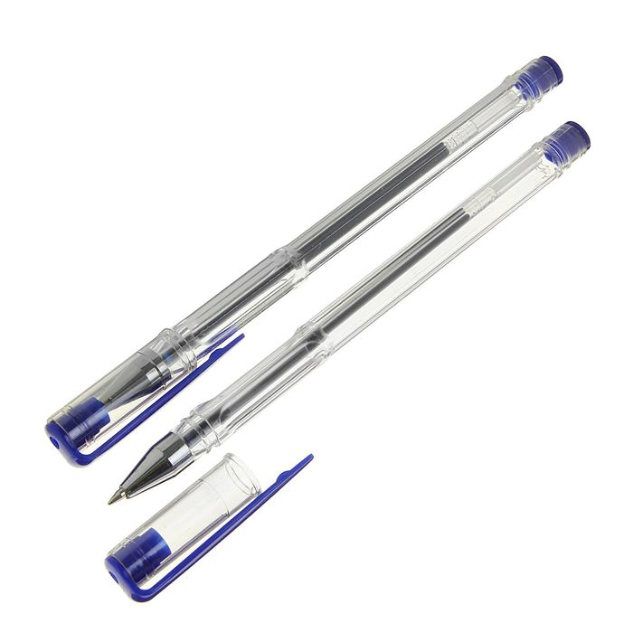 Ручка гелевая, 0.5 мм, синий стержень, прозрачный корпус