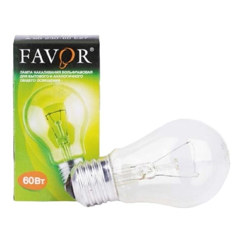Лампа накаливания Favor Б 230-60 60Вт E27 230В инд. ал. (100) 8101303