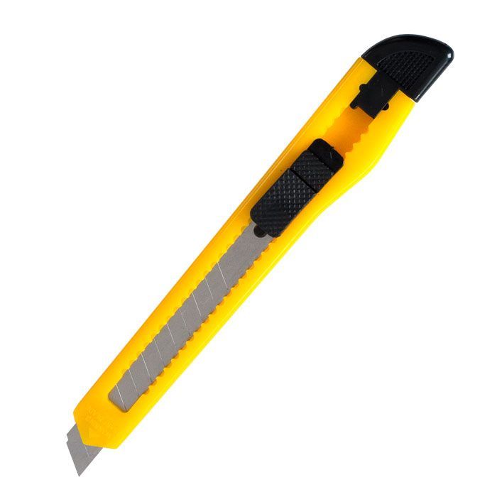 Нож канцелярский INFORMAT 9 мм, с механической фиксацией, желтый