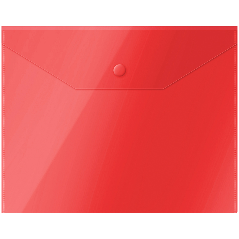 Папка-конверт на кнопке OfficeSpace А5 (190*240мм), 150мкм, пластик, полупрозрачная, красная