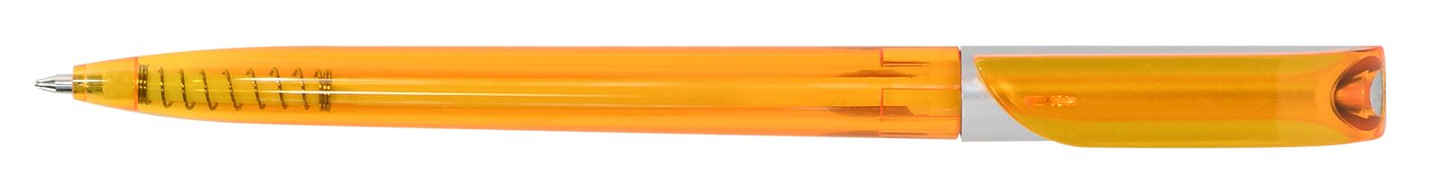 Ручка для логотипа шариковая автоматическая одноразовая INFORMAT КАРОЛИНА, 0,7 мм, синяя,  оранжевый тонированный корпус
