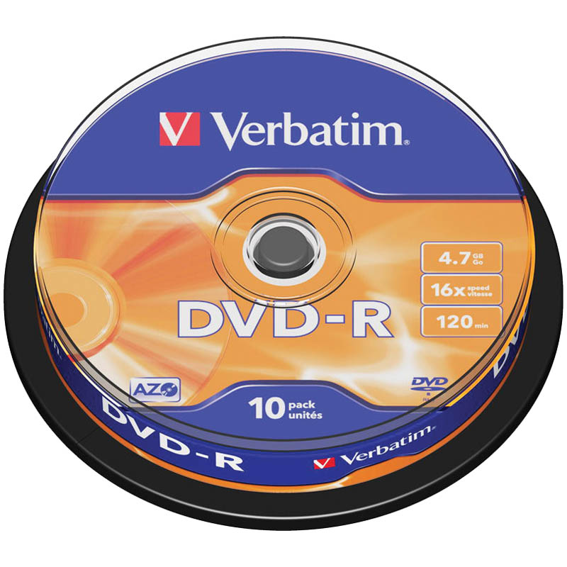 DVD-R 4.7Gb Verbatim 16x Cake Box (10)