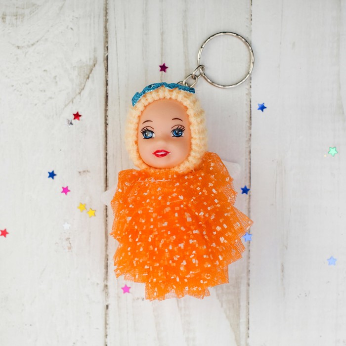 Куколка-брелок «Девочка-ангелочек», платье в крапинку, цвета МИКС