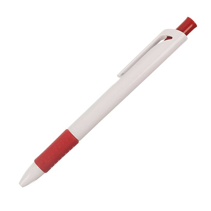 Ручка для логотипа автоматическая ВАНДА 0,7 мм бело-красный корпус резиновый грип