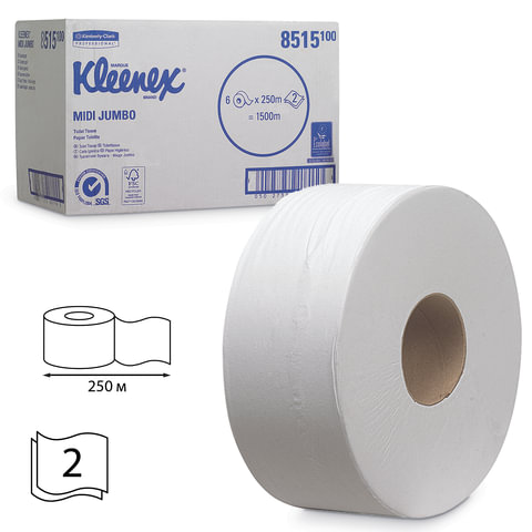   250 , KIMBERLY-CLARK Kleenex,  6 .,  Jumbo, 2- , , ( 601543), 8515