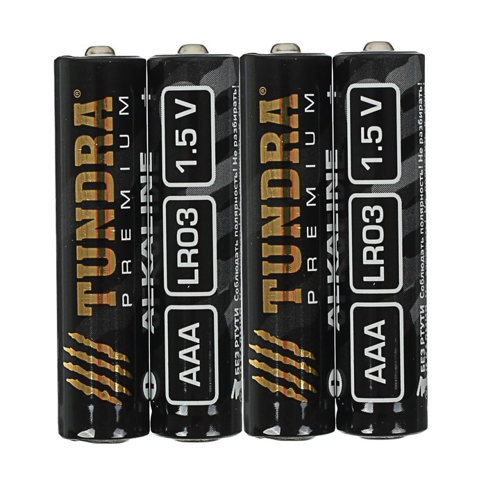 Батарейка алкалиновая TUNDRA, AAA, LR03, спайка, 4 шт