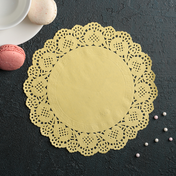 Салфетка для торта и десерта 19 см "Ажурный круг", цвет жёлтый