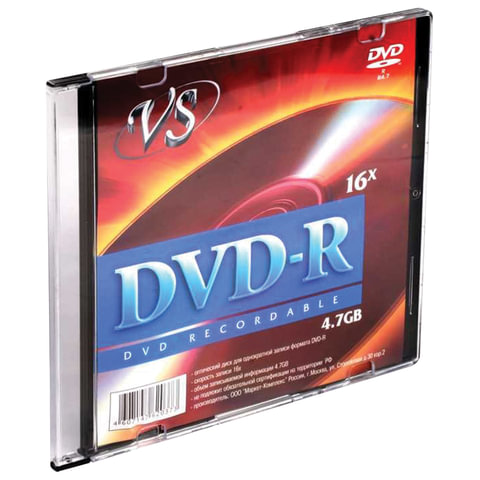  DVD-R VS, 4,7 Gb, 16x, Slim Case (1 ), VSDVDRSL01