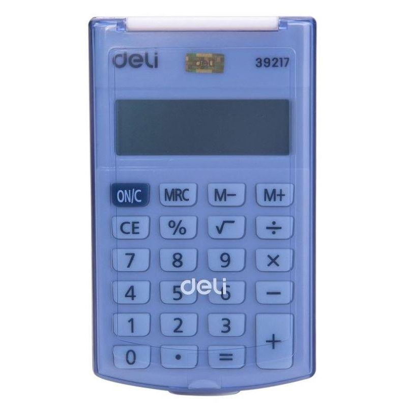 Калькулятор карманный Deli, 8-разр., LCD-диспл.,питание от батарейки,синий