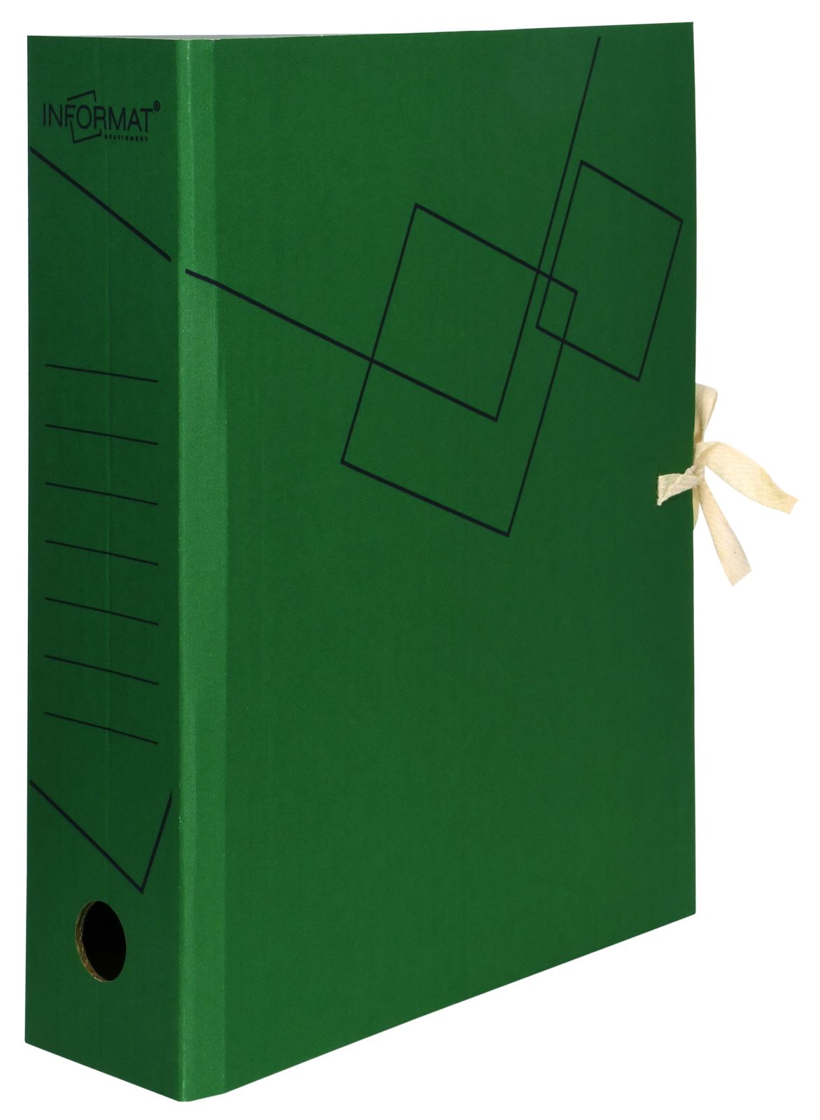 Короб архивный INFORMAT 75 мм А4 зеленый, микрогофрокартон, собран