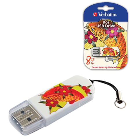 - 8 GB, VERBATIM Mini Tattoo Edition KOI FISH, USB 2.0,   , 49882