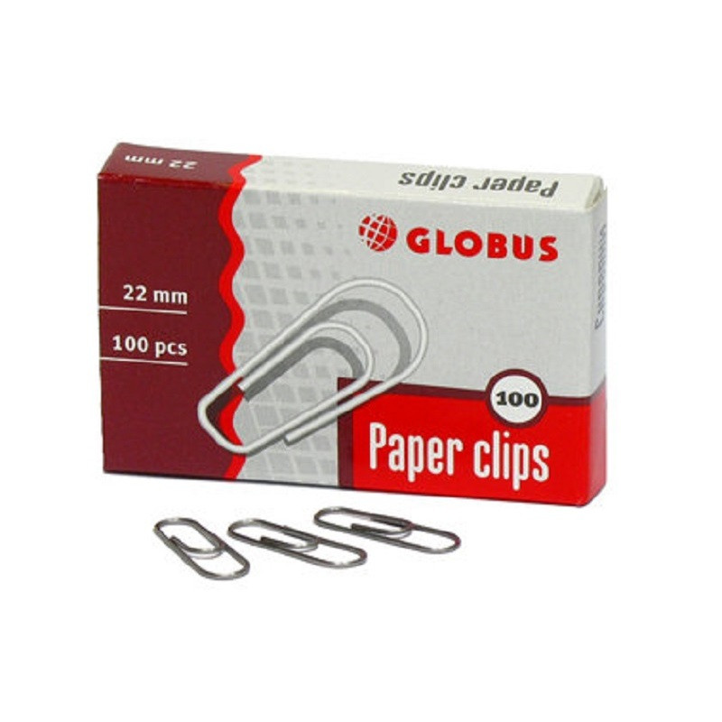 Скрепки Globus металлические без покрытия 22 мм 100 шт. в упаковке