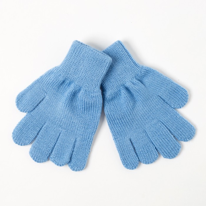 Перчатки одинарные для девочки, размер 16, цвет голубой 6с177