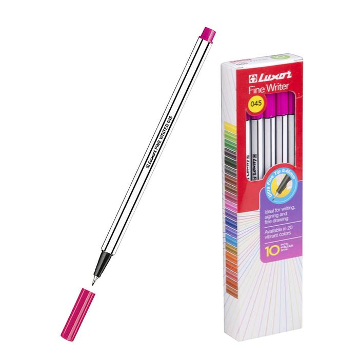 Ручка капиллярная Luxor Fine Writer 045, узел 0.8 мм, розовая
