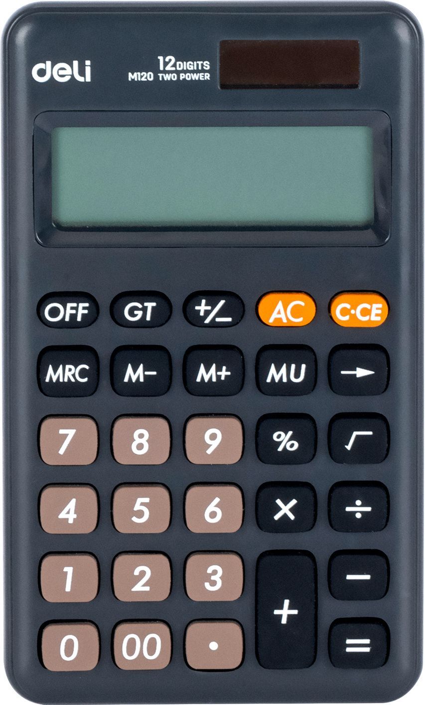 Калькулятор DELI EM120BLACK 12 разр. карманный черный