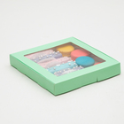Коробка самосборная картонная UPAK LAND с окном ,мятная, 21 х 21 х 3 см